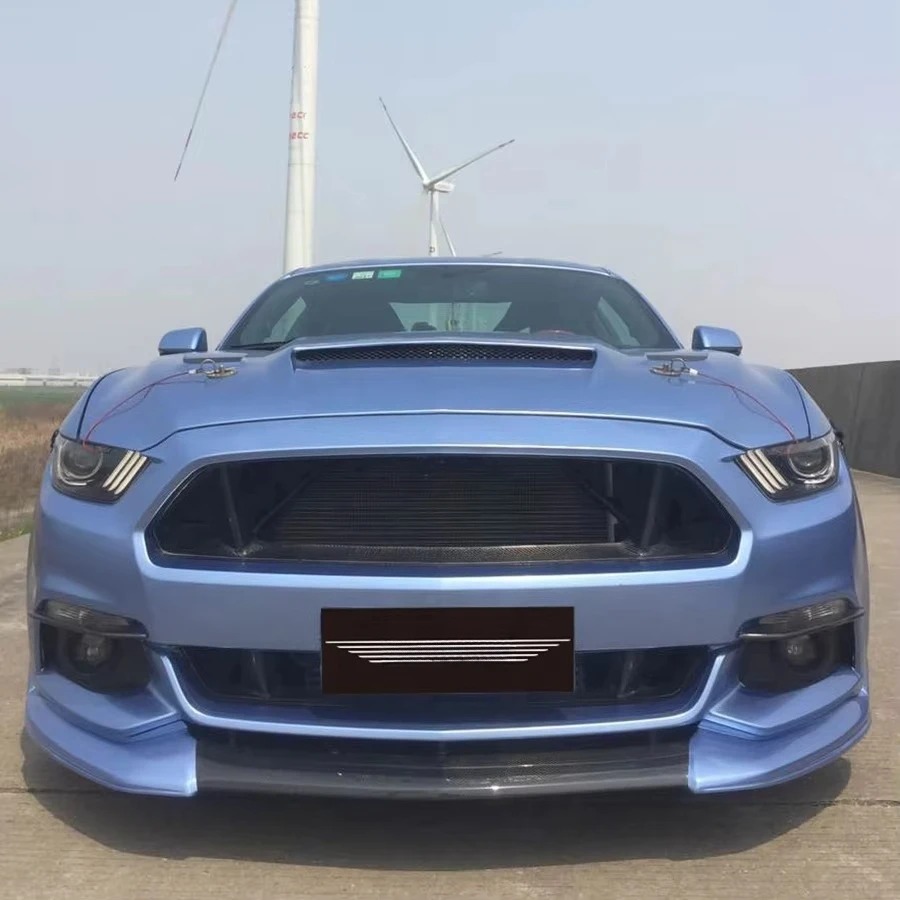 For Mustang Carbon Fiber Front Lip and Chin Splitter Body Kit New Bumper Accessories